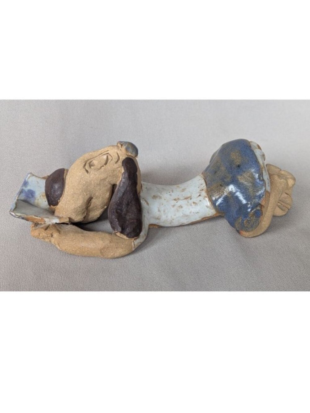 Vtg Marion Bartlett Studio Pottery Dog Figurine 1988 Clay Signed Whimsical